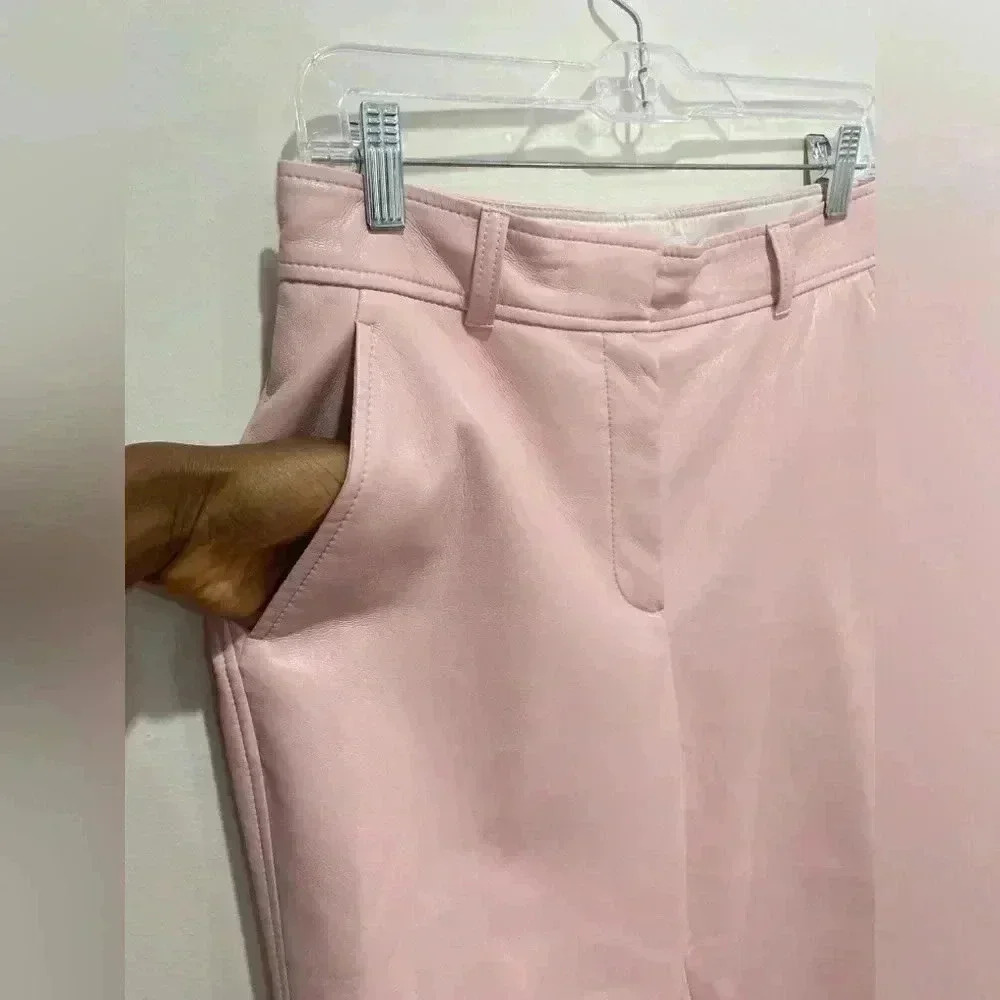 Aritzia Babaton Vegan leather  Command Pants in Poetic pink Size 8 NWOT - Picture 7 of 10